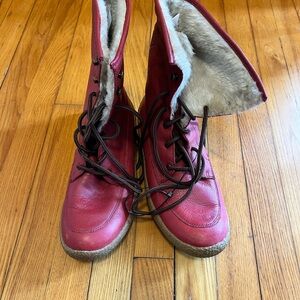 Cougar Red Leather Winter Boots